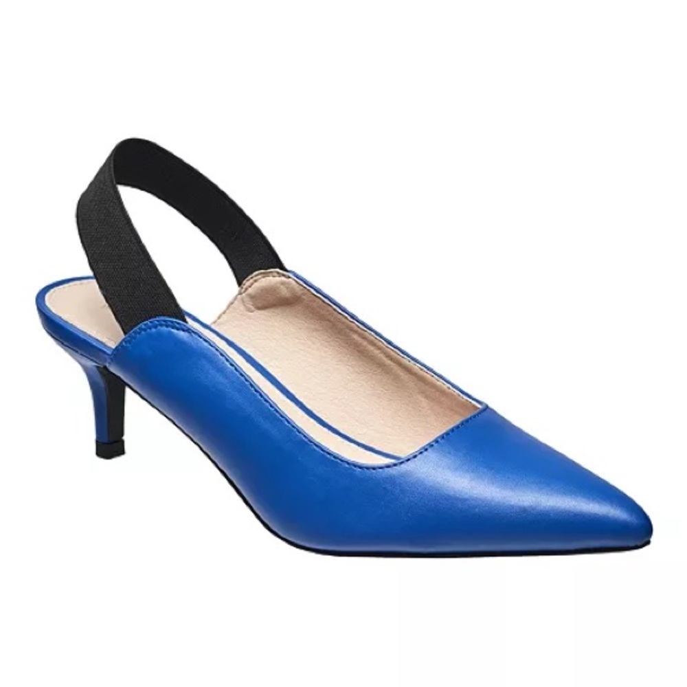 French Connection - Women's 6.5 Atmosphere Kitten Heels - Blue with Black